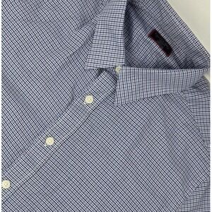 Untuckit Shirt Men's Medium Slim Blue Check Plaid Button Up Long Sleeve Ansellmo